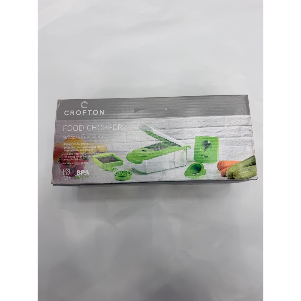 Crofton Food Chopper Green Manual Vegetable Dicer Spiralizer 5.07 Cup BPA Free